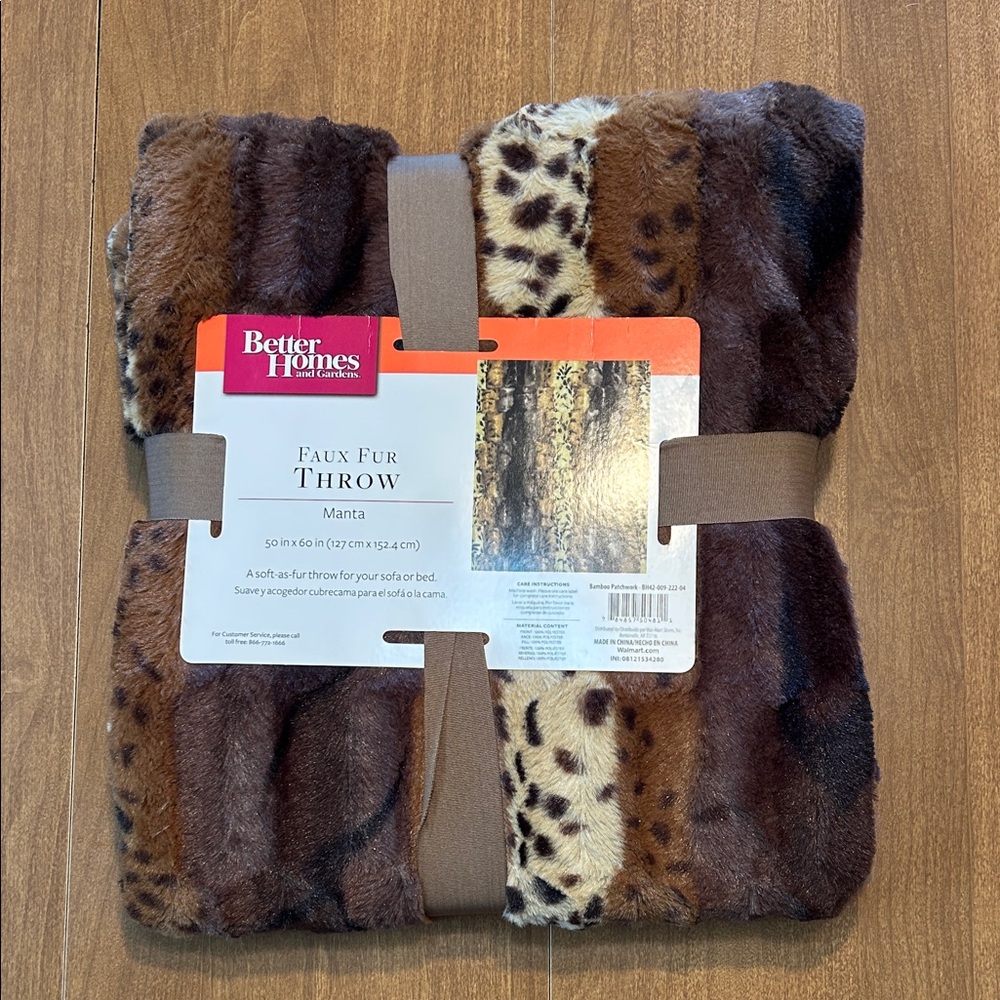 Better Homes And Gardens Faux Fur Throw - Multi Brown